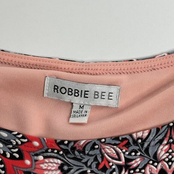 NWT Robbie Bee Gray Coral Floral Circles Faux Wrap Dress Womens Size Medium M - Picture 8 of 12